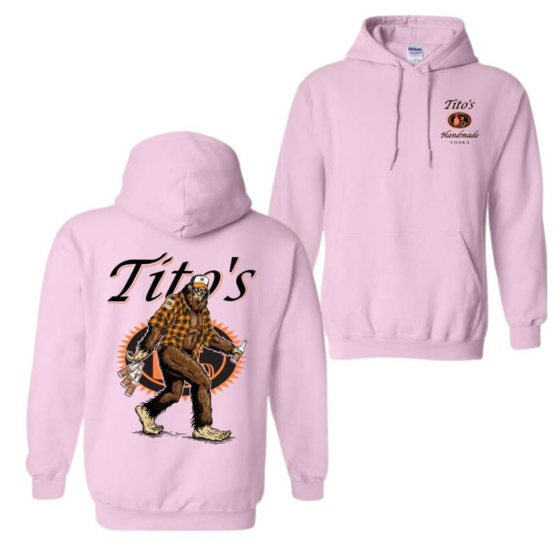 Bigfoot Tito's Vodka Hoodie and T-shirt, 2 Sided Graphic Printed Unisex Classic Cotton Hoodie for Men for Women, Menswear Tops