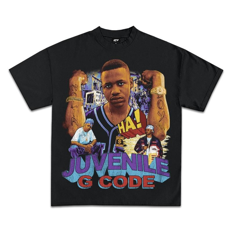 JUVENILE G-CODE GRAPHIC T-SHIRT - STREETWEAR Casual Menswear Short Sleeve Tee