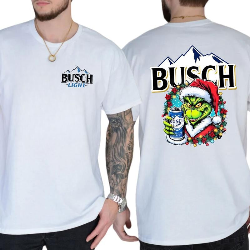 Busch Light Beer Christmas Shirt, Funny Christmas Shirt, Soft Fabric Shortsleeve Shirt