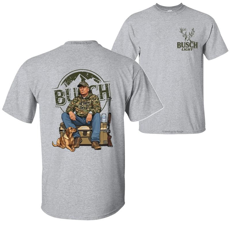 Busch Light Camo Trump Hunting T-Shirt, Trump Won 47th President Election 2 Sided Graphic Printed Unisex Classic Cotton T-shirt