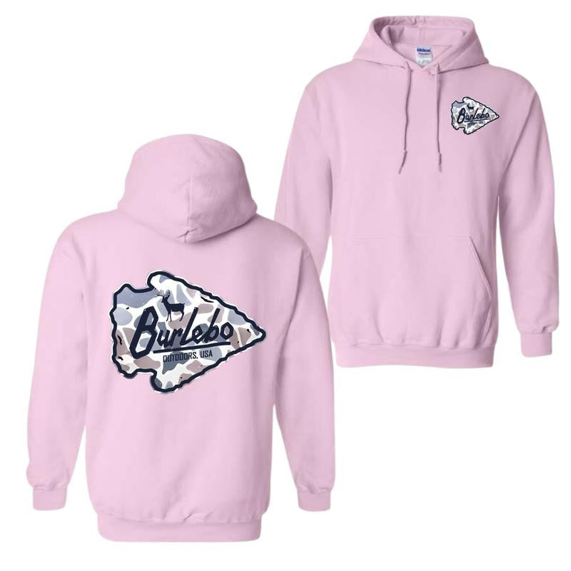 Burlebo Deer Camo Arrowhead Hoodie And T-Shirt - Camo Arrowhead Graphic With Deer, Unisex Casual Wear, Perfect For Outdoor Adventures