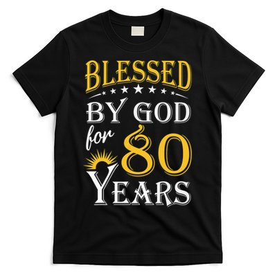 Vintage Blessed by God for 80 years Happy 80th Birthday T-Shirt