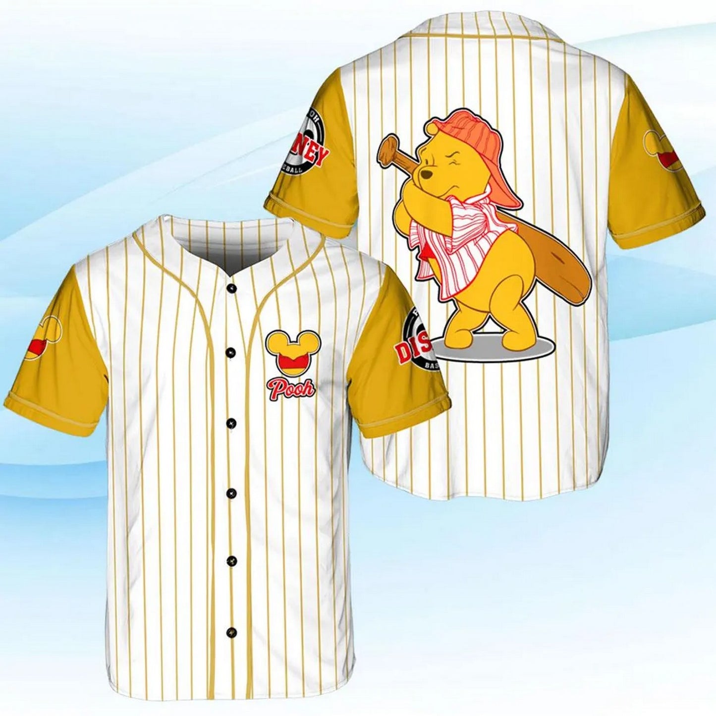 Winnie The Pooh Bear Yellow White Baseball Jersey