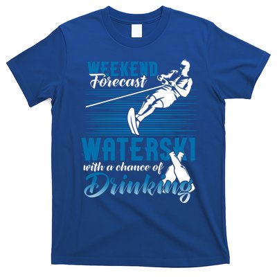 Waterski Weekend Forecast Ing Gift Funny Water Skiing Cute Gift T-Shirt