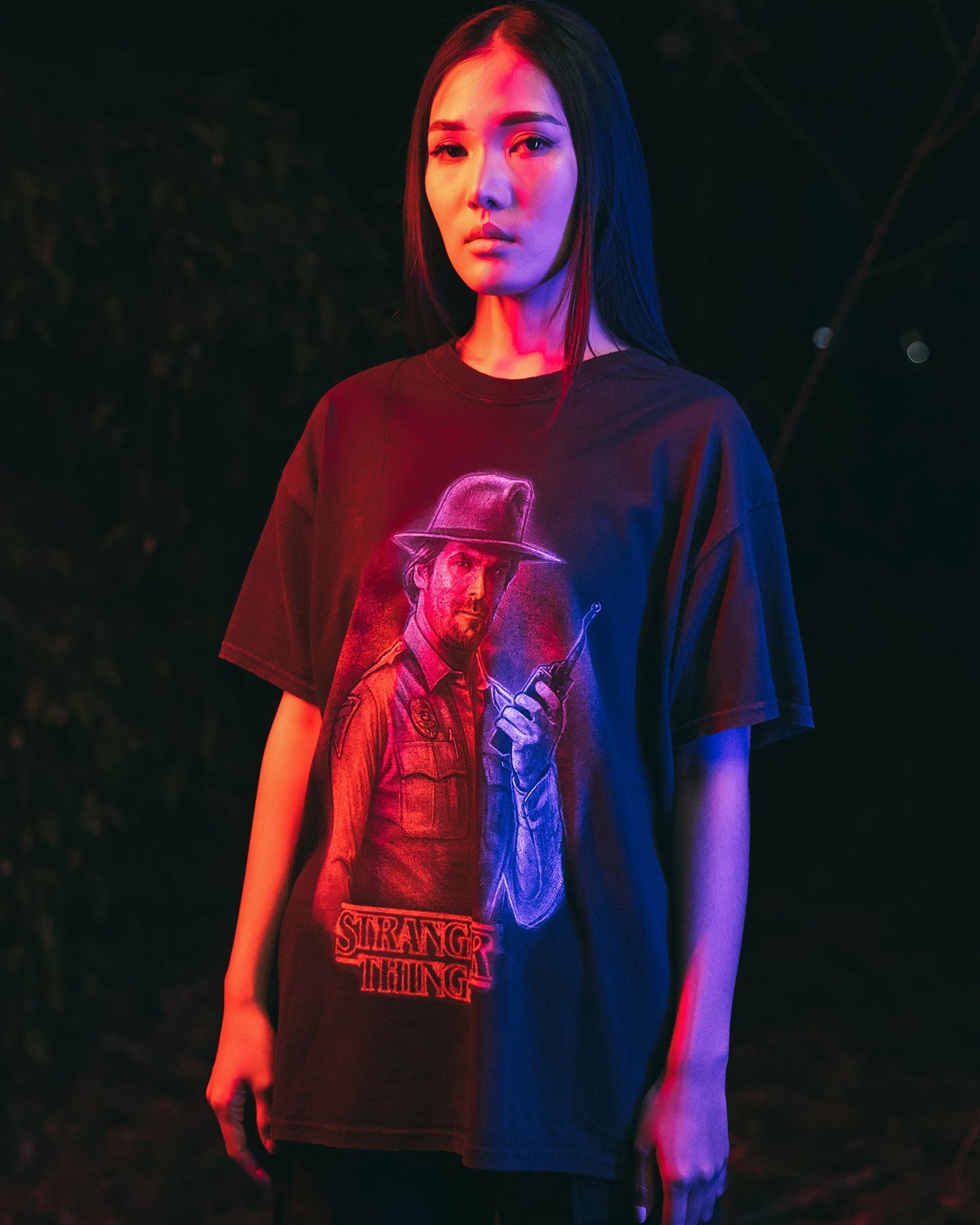 Goat Crew X Stranger Things Chief Hopper Vintage T-Shirt Black Wash Style001