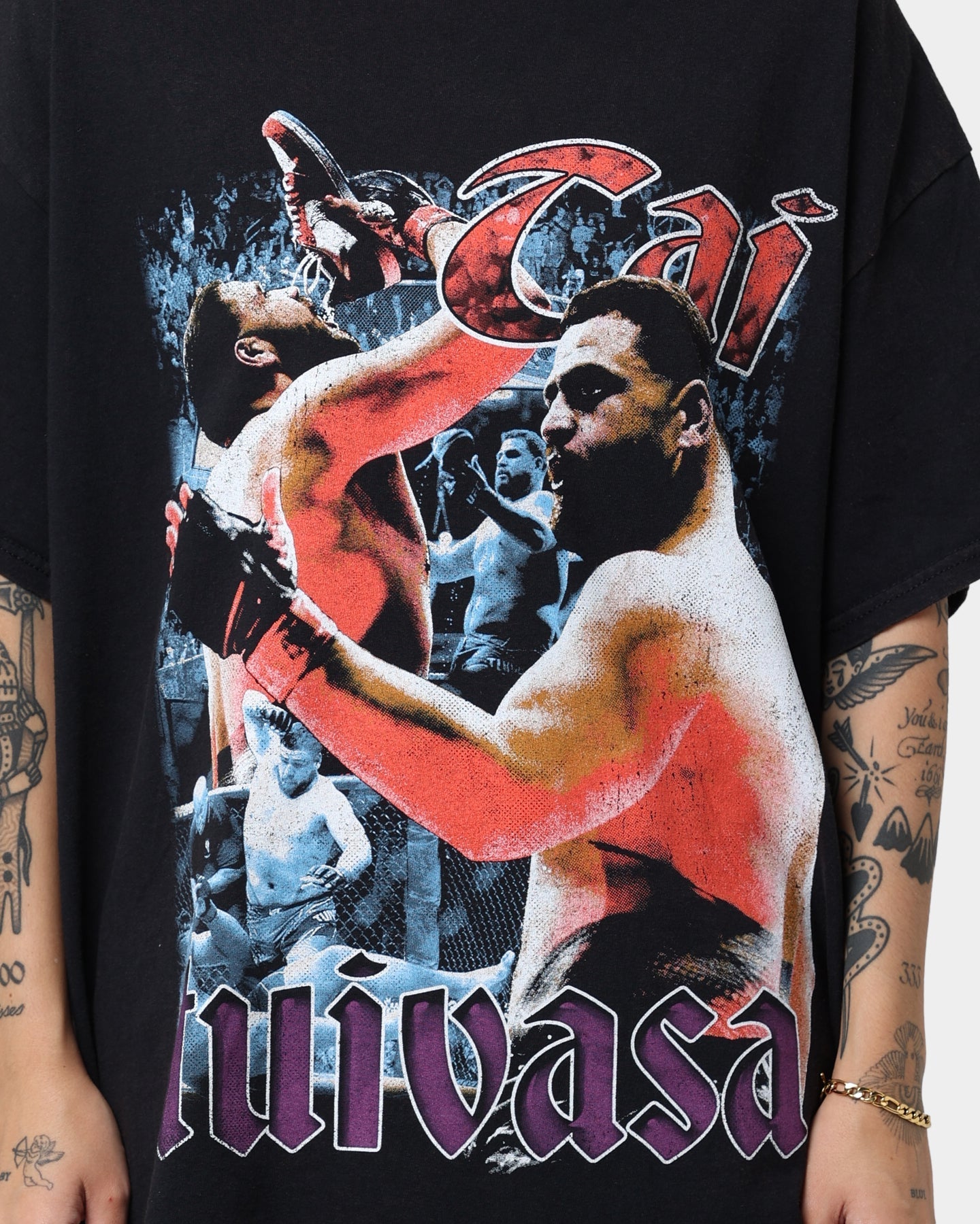 Goat Crew X Tai Tuivasa Bam Bam Vintage T-Shirt Washed Black Style001