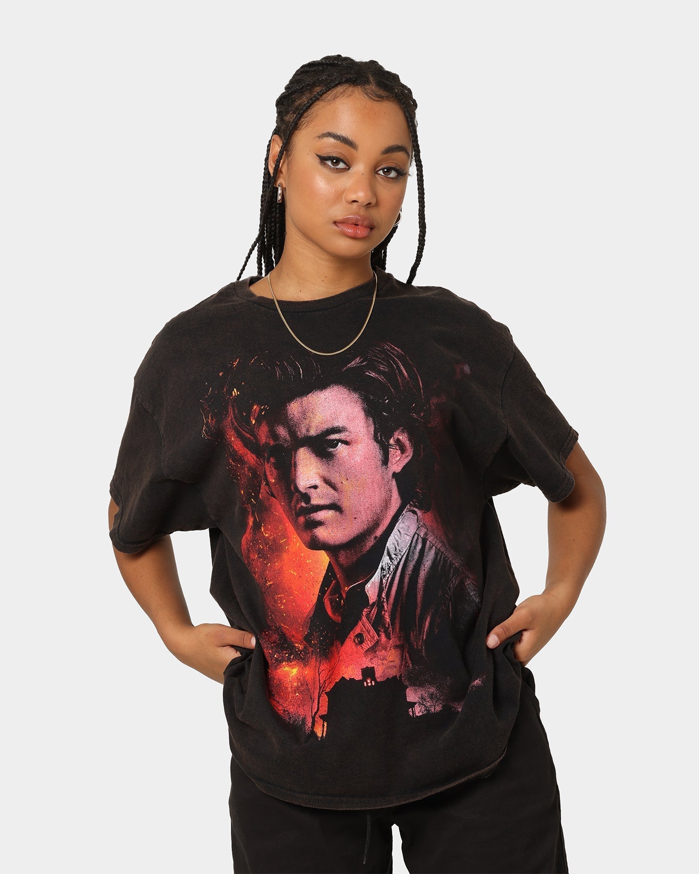 Goat Crew X Stranger Things Steve Vintage T-Shirt Black Wash Style001