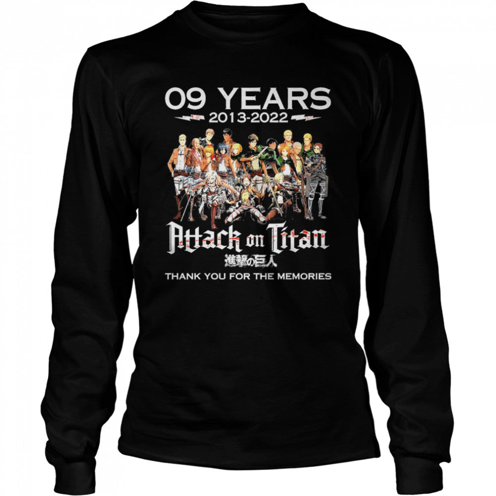 09 Years 2013-2022 Attack On Titan Signature Thank You For The memories Shirts
