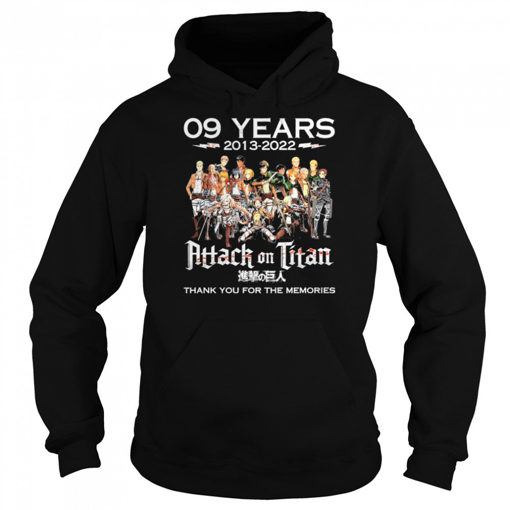 09 Years 2013-2022 Attack On Titan Signature Thank You For The memories Shirts