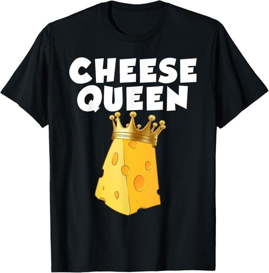 100% Cotton Cheese Queen Art For Women Girls Food Parmesan Cheese Lover T-Shirt