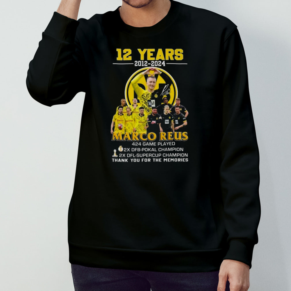 12 Years 2012-2024 Marco Reus 424 Game Played Thank You For The Memories Signature Shirt