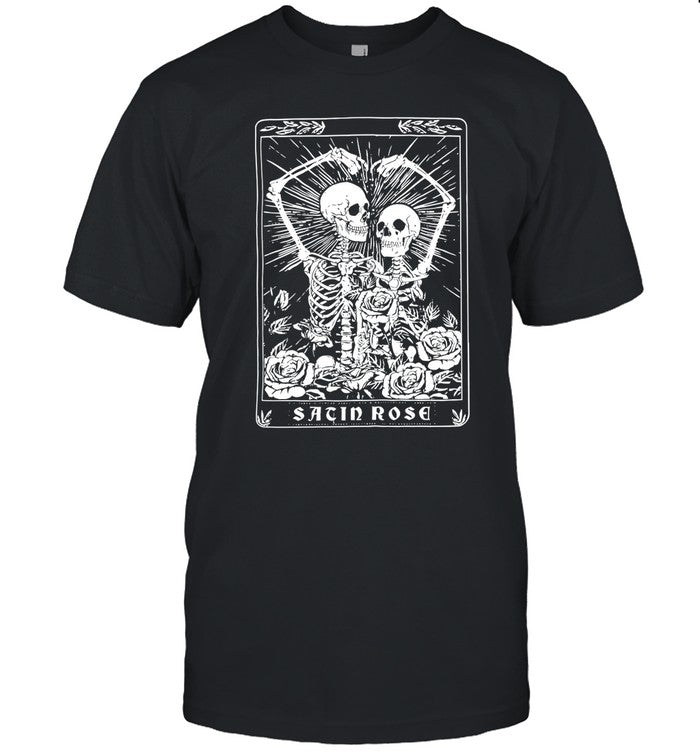 Michelle Otter Coolane Skeleton & Letter Graphic Thermal Lined Sacin Rose T Shirt