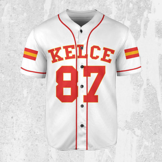 Personalize Travis Kelce Baseball Jersey White Jersey - lylyprint.com
