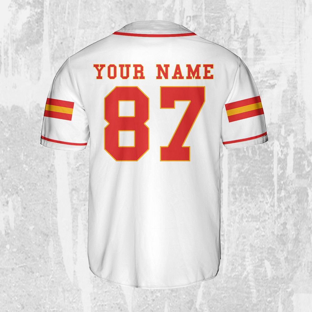 Personalize Travis Kelce Baseball Jersey White Jersey - lylyprint.com