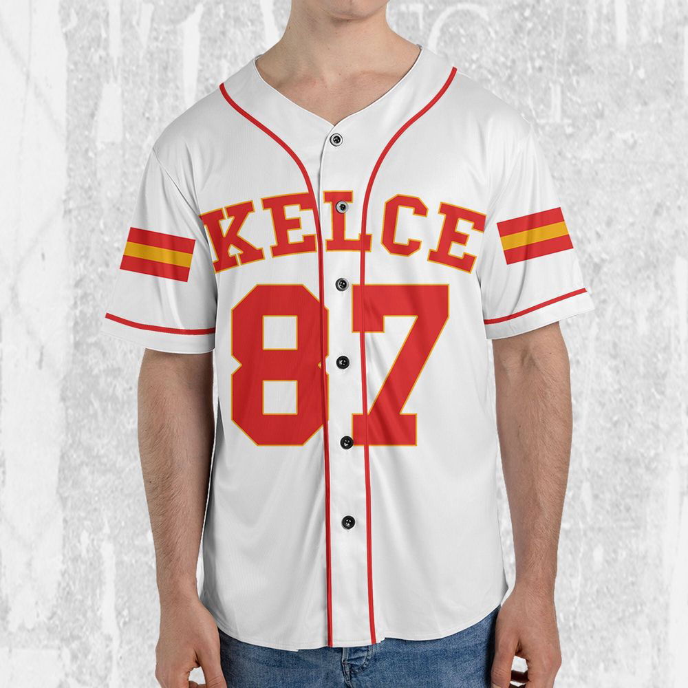 Personalize Travis Kelce Baseball Jersey White Jersey - lylyprint.com