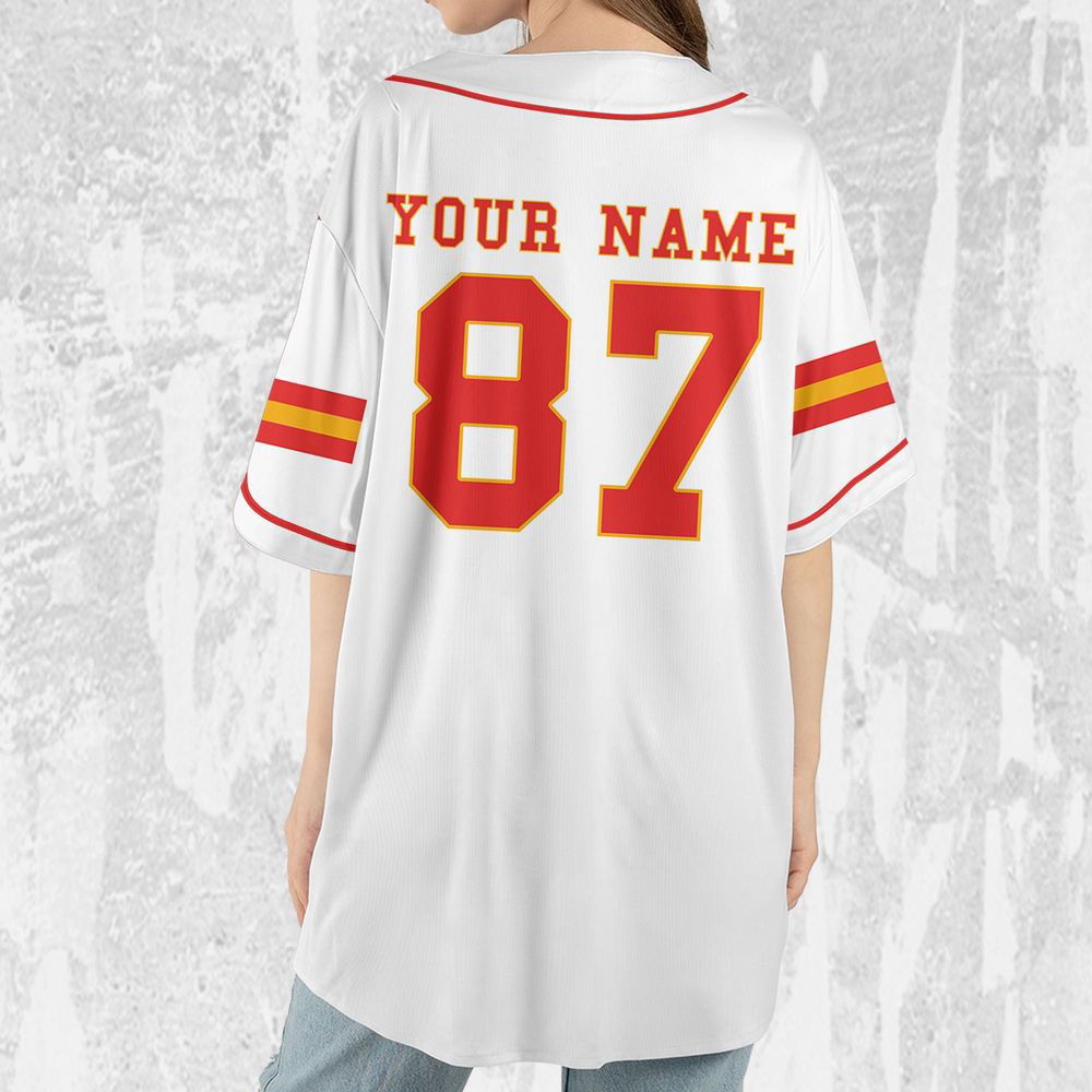 Personalize Travis Kelce Baseball Jersey White Jersey - lylyprint.com