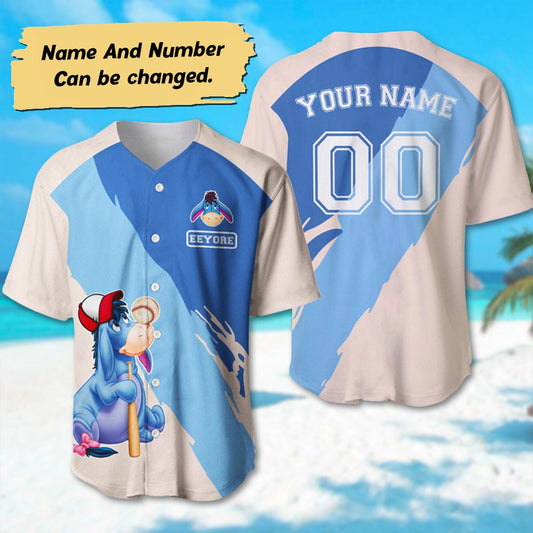 Personalized Eeyore Donkey Baseball Jersey, Custom Eeyore Basketball Jersey, Winnie The Pooh Cartoon Character Shirt, Funny Eeyore 3D Shirt - Bafud