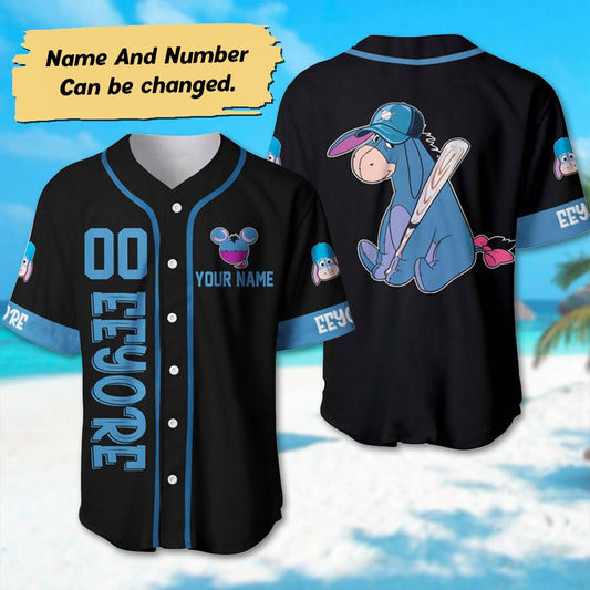 Personalized Eeyore Baseball Jersey, Custom Eeyore Basketball Jersey, Winnie The Pooh Birthday Gift For Kid Adult, Eeyore 3D Printed Shirt - Bafud