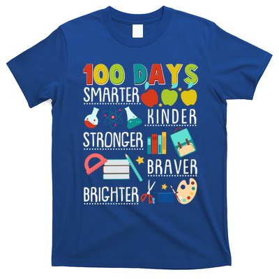 100 Days Smarter Kinder Stronger Braver Brighter 100 Days Of School T-Shirt