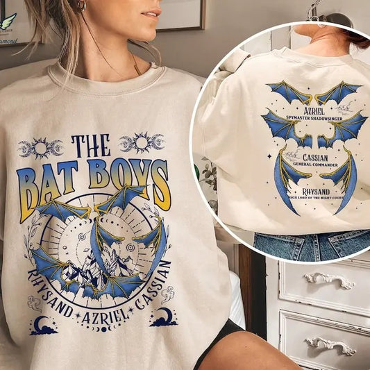 2 Slide Design, Acotar Bat Boys Sweatshirt, The Night Court Shirt, A Court of Thorn and Roses Shirt, Azriel Cassian Rhysand, SJM Merch, Acotar Merch
