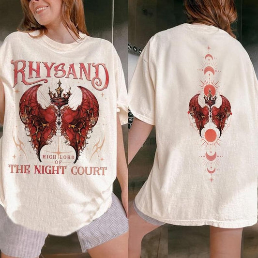 2 Slides, Rhysand T-Shirt | High Lord Of The Night Court T-Shirt | Bat Boys Graphic Design | Acotar T-Shirt | Court Crescent City T-Shirt