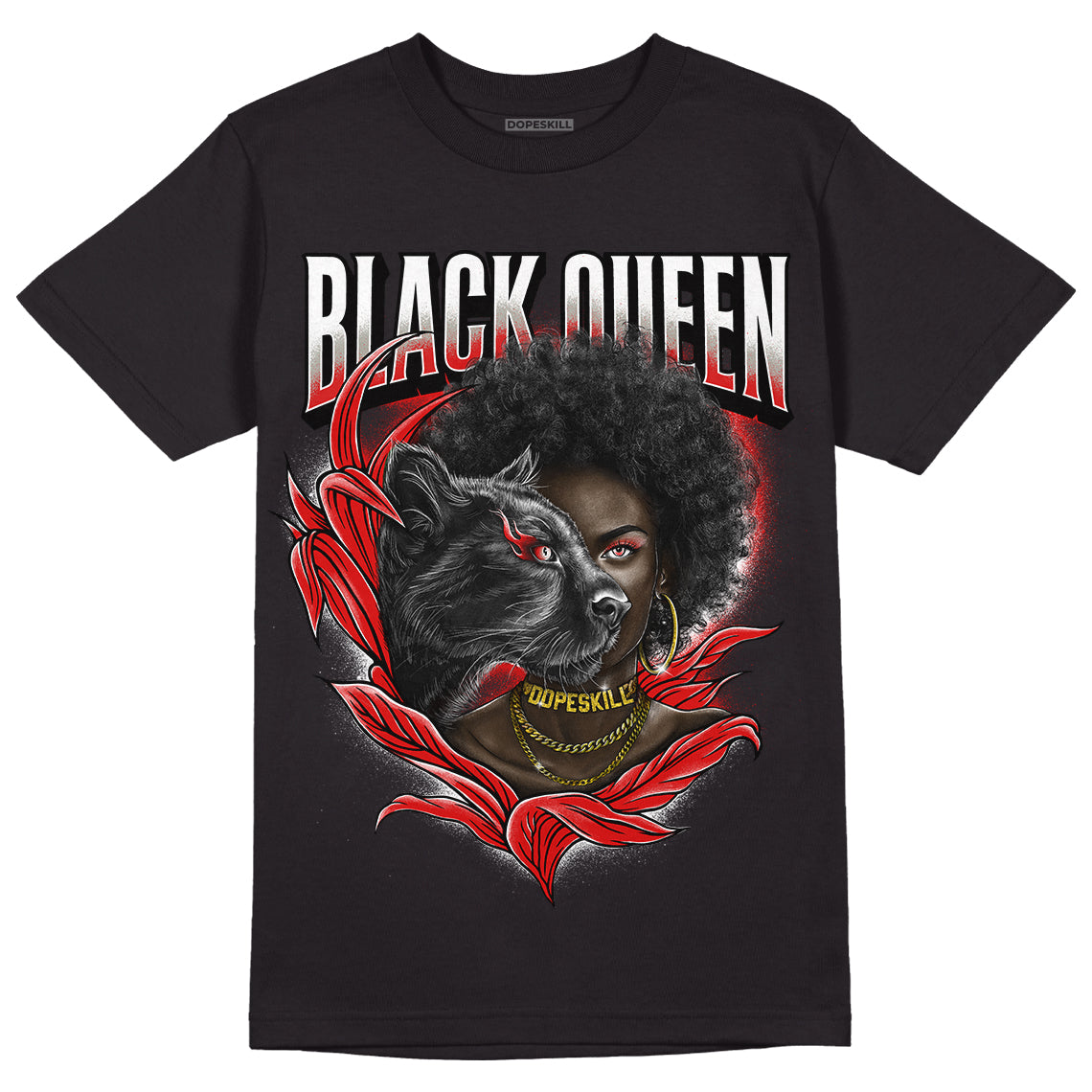 Fire Red 3s DopeSkill T-Shirt New Black Queen Graphic