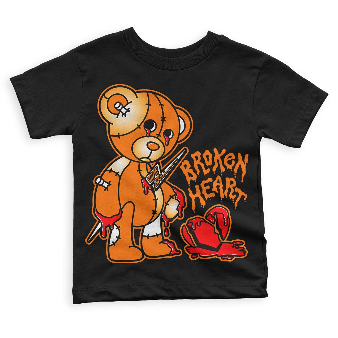Dunk Low Magma Orange DopeSkill Toddler Kids T-shirt Broken Heart Graphic