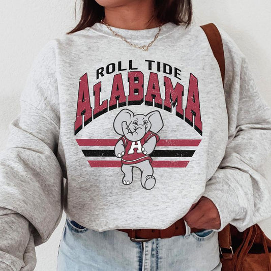 Alabama Crimson Tide Vintage  Football NCAA Sweatshirt, Vintage Sweatshirt NCAA, Classic Sport Sweatshirt, Gifts For Football Fan Sport