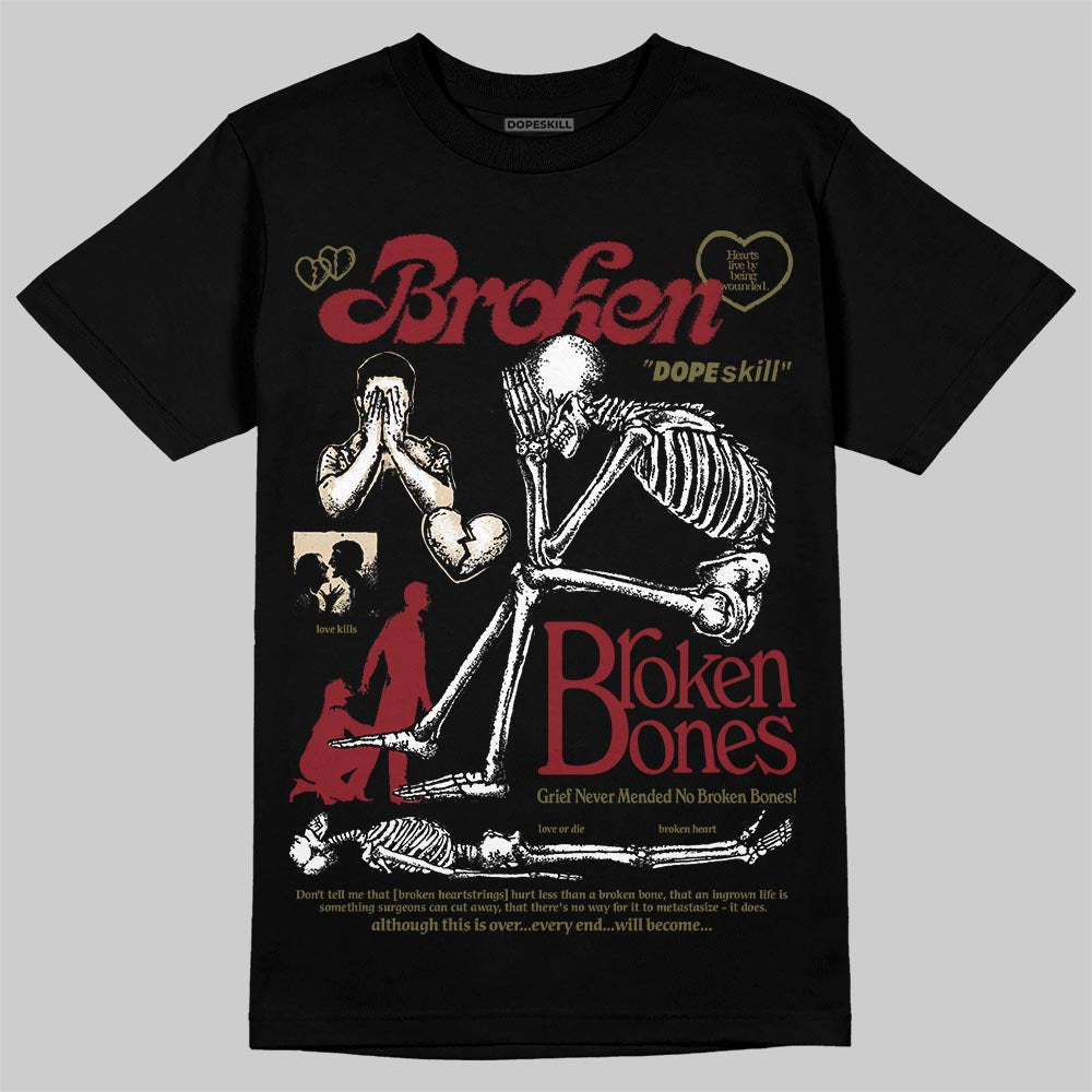 Dunk Dark Team Red/Burgundy Crush DopeSkill T-Shirt Broken Bones Graphic