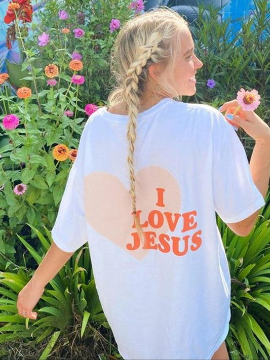 Women's Letter Print Round Neck Tee, Graphic Tees, Vintage Casual Graphic Drop Shoulder Short Sleeve T-shirt For Daily Wear, Trendy Ladies Summer Outfit