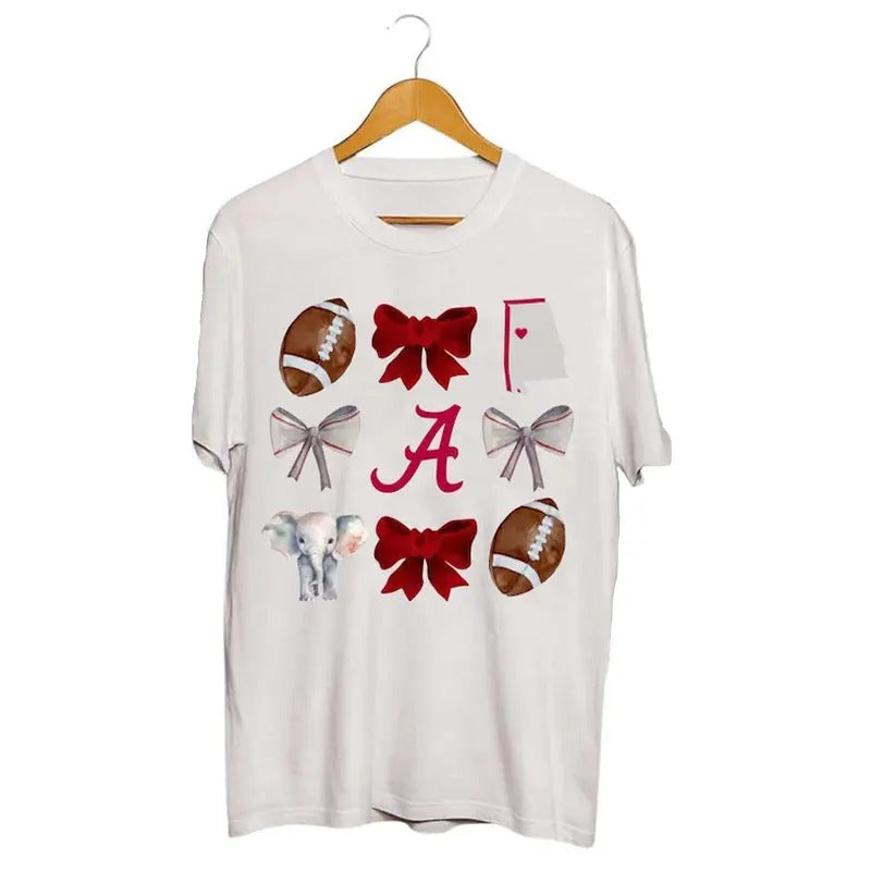 Alabama Coquette Graphic Unisex Classic T-Shirt, Alabama Unisex T-Shirt, Alabama Crimson Tide Unisex T-Shirt, University of Alabama T-Shirt, Football NCAA. Tshirt