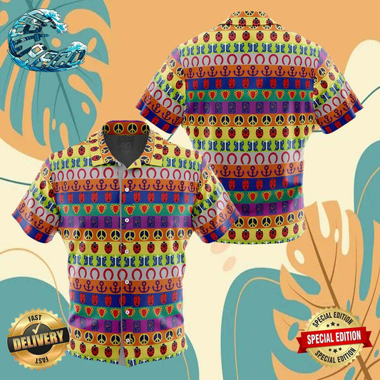 All Symbols Pattern Jojoâ€™s Bizarre Adventure Button Up Anime Ape Hawaiian Shirt