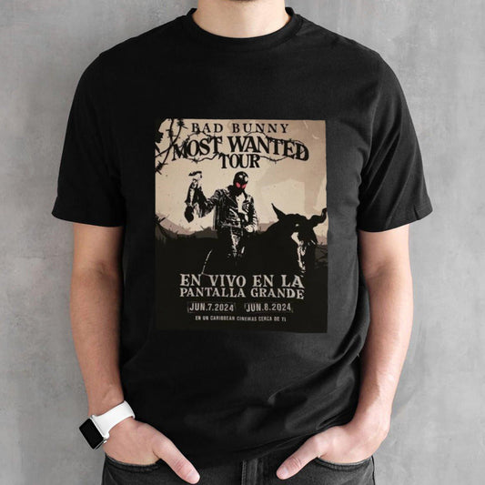 Bad Bunny Tour 2024 Most Wanted Tour En Vivo En La Panralla Grande On June 7-8 At Caribbean Cinemas Unisex T-Shirt