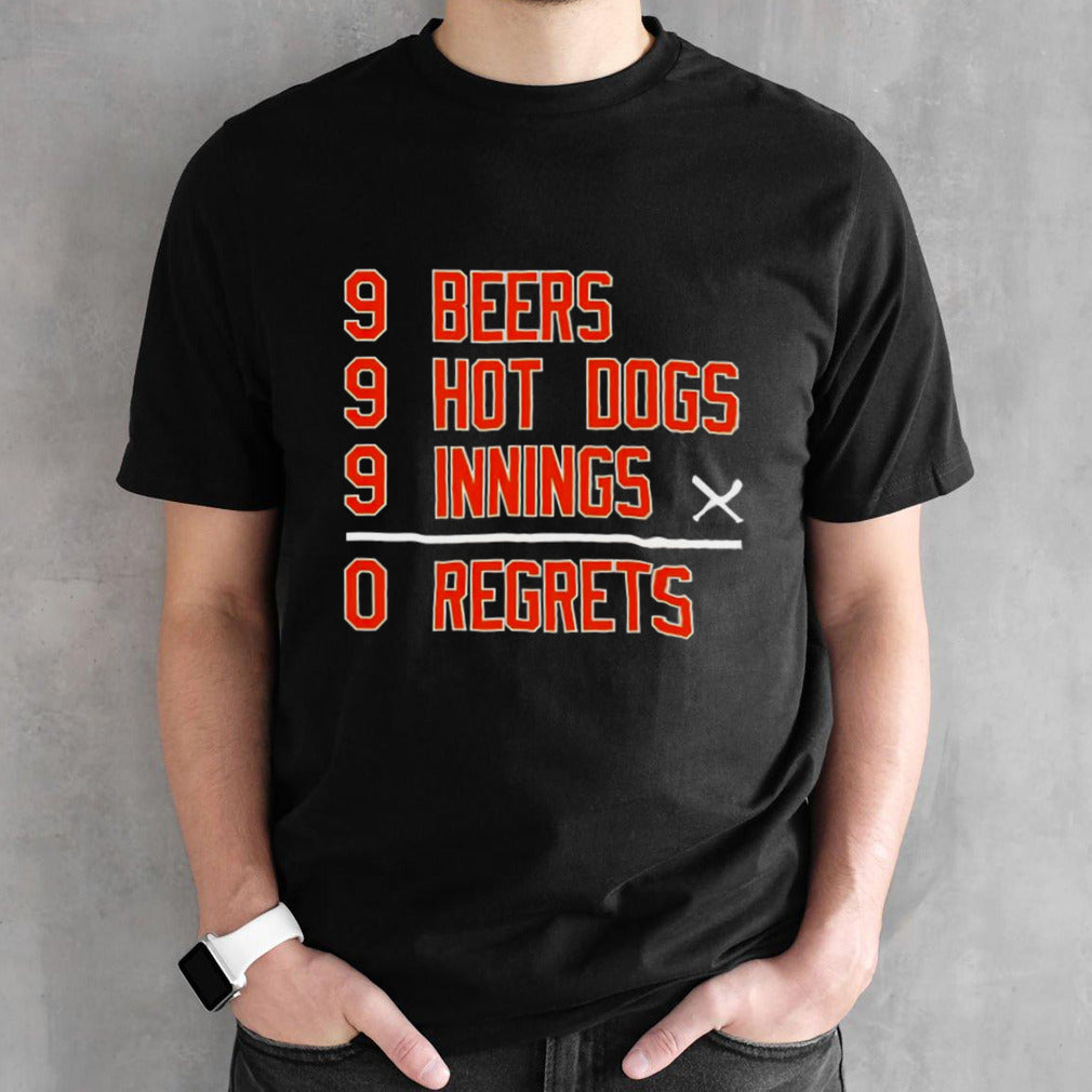 Baltimore Baseball 9 beers 9 hot 9 dogs innings 0 regrets shirt