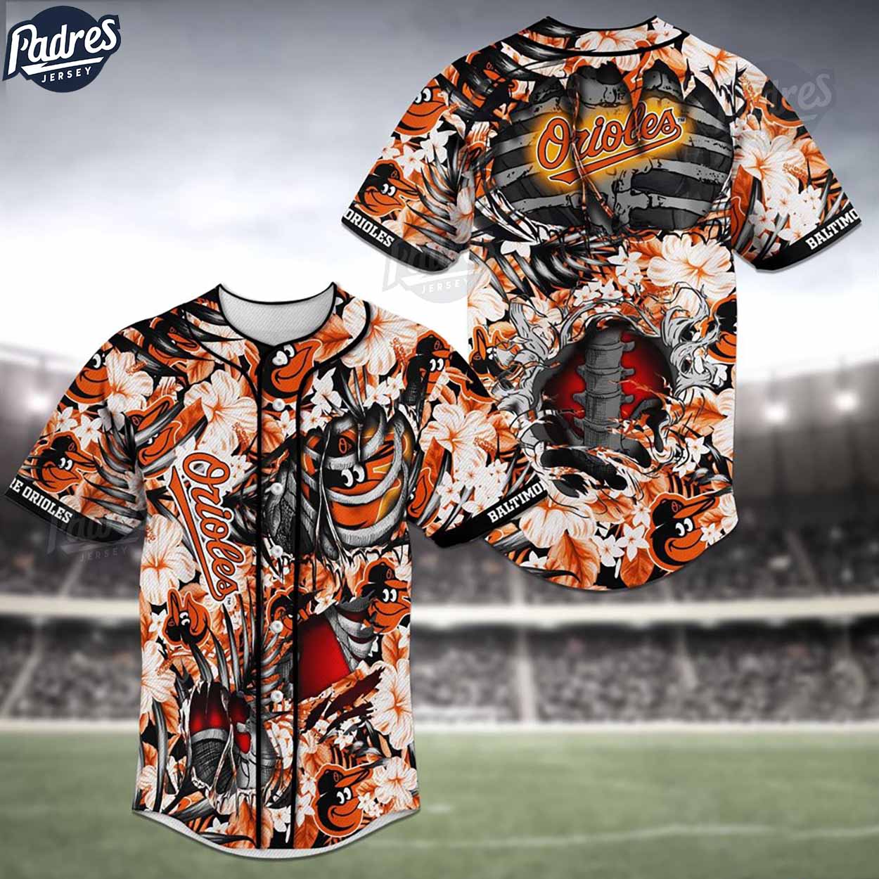 Baltimore Orioles Skeleton MLB Baseball Jersey Shirt - Padres Jersey Oasis: Elevate Your Baseball Style Game