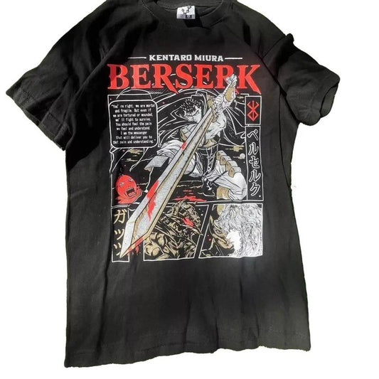 Berserk Anime 90s Short sleeve Retro style Black T shirt Unisex