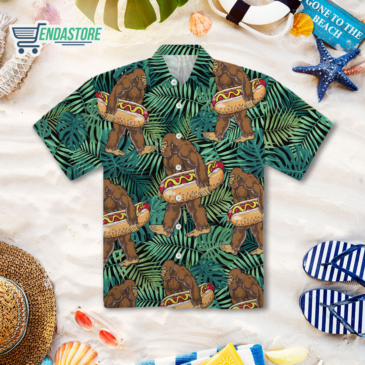 Bigfoot Hot Dog Tropical Hawaiian Shirt