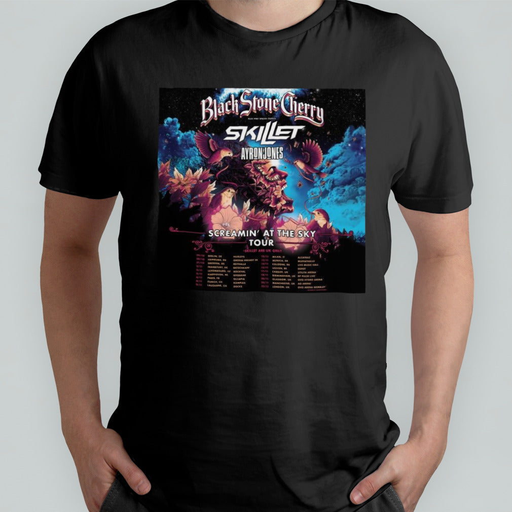 Black Stone Cherry Poster Plus Very Special Guests Skillet And Ayron Jones Screamin At The Sky Tour 2024 Shirt