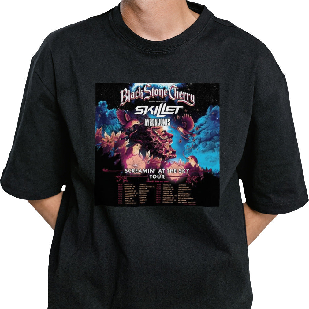 Black Stone Cherry Poster Plus Very Special Guests Skillet And Ayron Jones Screamin At The Sky Tour 2024 Shirt