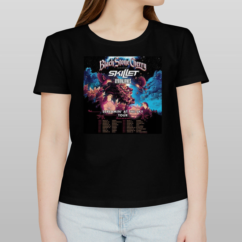 Black Stone Cherry Poster Plus Very Special Guests Skillet And Ayron Jones Screamin At The Sky Tour 2024 Shirt