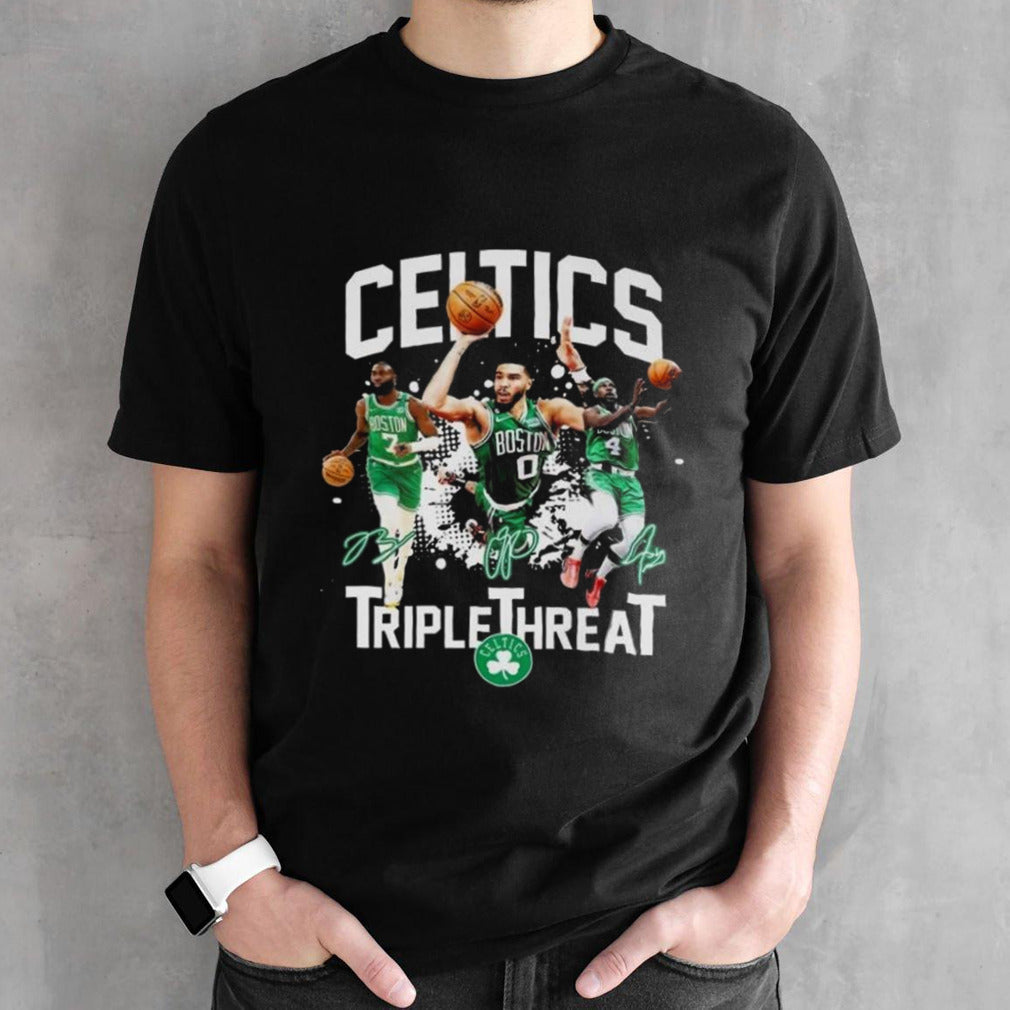 Boston Celtics Jrue Holiday Jayson Tatum Jaylen Brown The Triple Threat Signatures T-shirt