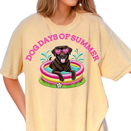 Brown Lab Dog Days of Summer Shirt ~ Unisex Apparel Relaxed Fit Printed In The USA Clothing Womenswear Casual Comfort Cotton Top Athletic Boho Chic