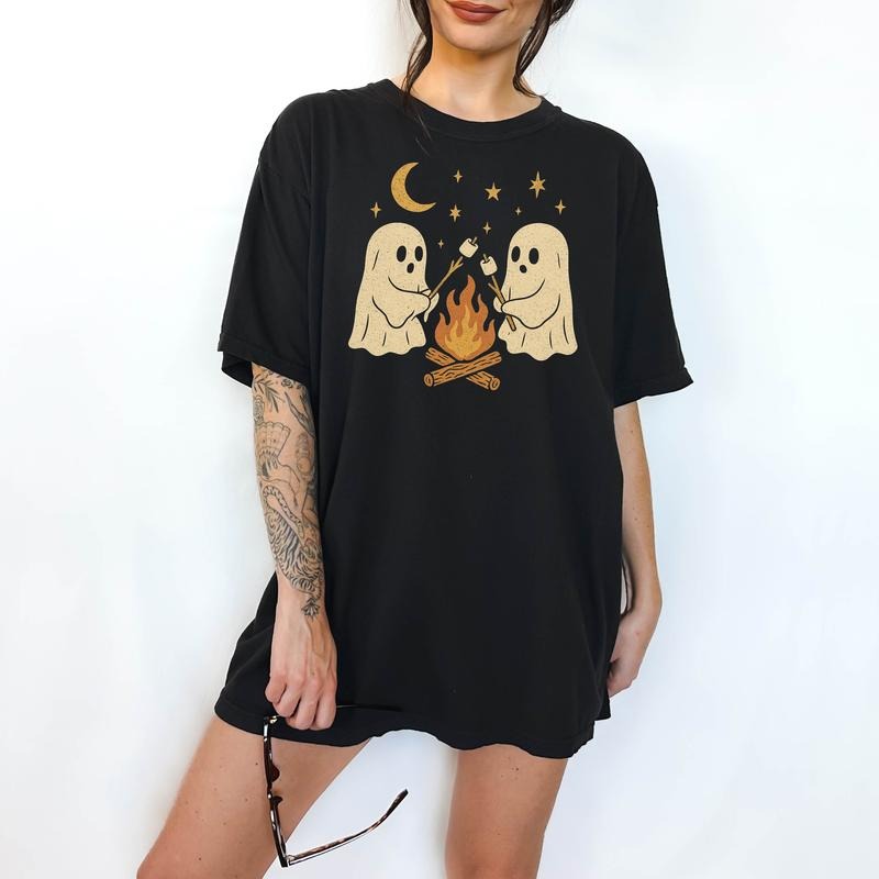 Campfire Ghosts - T-Shirt, Unisex T-Shirt, Funny Tee, Comfortable Shirt,  Hallowen Theme