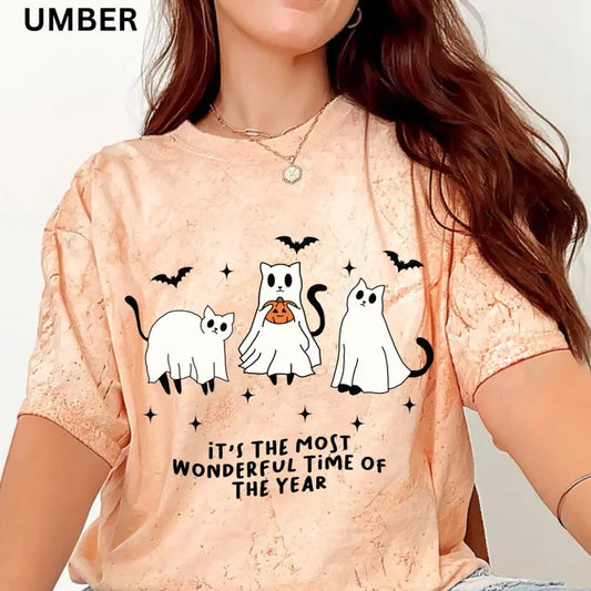 Cats Most wonderful time of the year halloween Shirt, Dancing Cats Shirt, Fall shirt, Comfort Colors Halloween Shirt, Casual Shirt Unisex, Halloween Clothing, Graphic Halloween Apparel, Casual Cotton T-shirt, Unisex Halloween