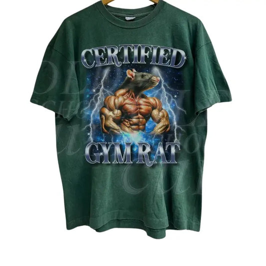 Certified Gym Rat Funny Vintage 90s Style T-Shirt, Unisex Retro Gym Graphic Tee, Pump Cover Rat Shirt, Gym Lovers Gift, Funny Gym Meme Shirt