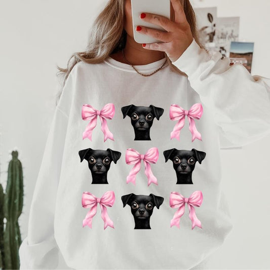 Chiweenie With bows Sweatshirt ~ Sweatshirt Unisex Apparel Relaxed Fit Printed in the USA Clothing Womenswear Casual and Comfortable