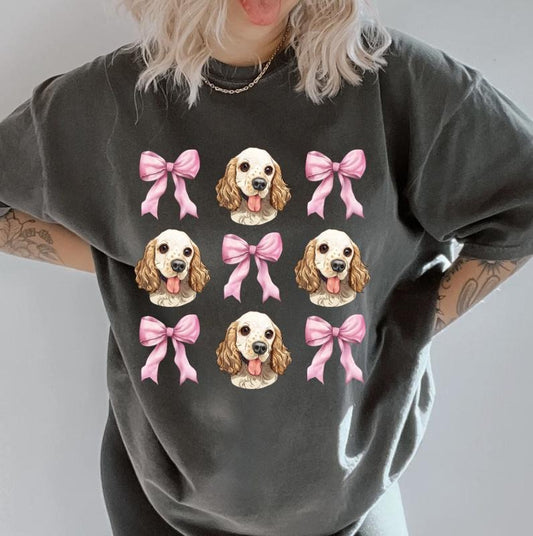 Cockerspaniel with bows Shirt ~ Unisex Apparel Relaxed Fit Printed In The USA Clothing Womenswear Casual Comfort Cotton Top Athletic Boho Chic