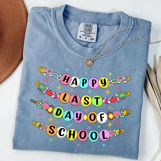 Comfort Colors Little Girl Last Day Of School Bracelet T-Shirt, Last Day Of School Shirt, Teacher Gifts, Retro School T-Shirt, Unisex T-Shirt