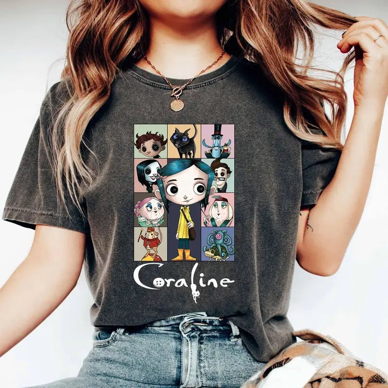Cooraline Movie Characters Halloween Shirt Cooraline Halloween Movie Shirt Cooraline Character Halloween Cartoon Shirt Cooraline Shirt