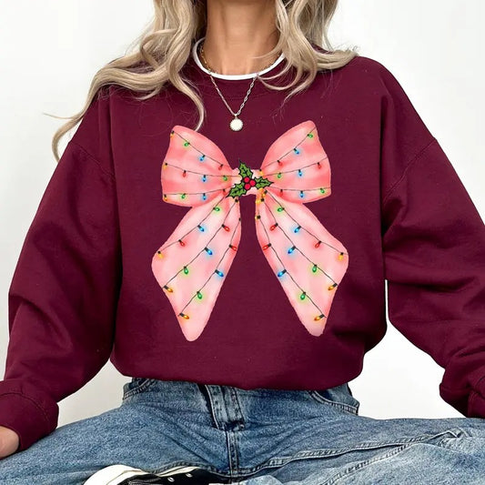 Coquette Pink Christmas Shirt, Pink Bow Christmas Tshirt, Vintage Xmas, Santa Shirt, Xmas Tree , Christmas Vibe, Pink Xmas, Cute X-Mas Sweater